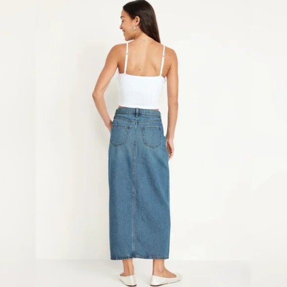 Old Navy Mid-Rise Jean Maxi Skirt NWT sz 2 - Picture 3 of 5